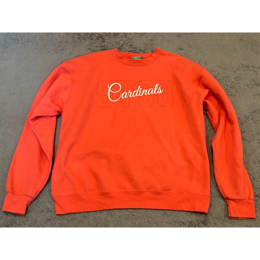 Saginaw Valley State Cardinals Sweatshirt Mens L Coral Champion Fleece Crewneck